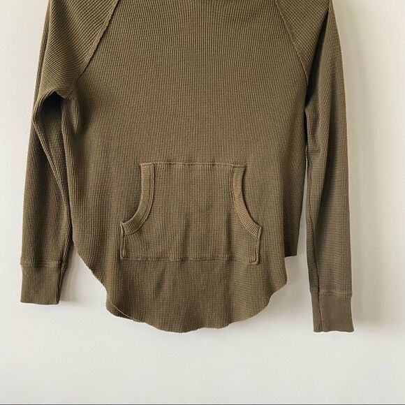 Aritzia-golden TNA Nevado Olive Green Waffle Hooded Thermal (Size:XS) - Picture 7 of 10